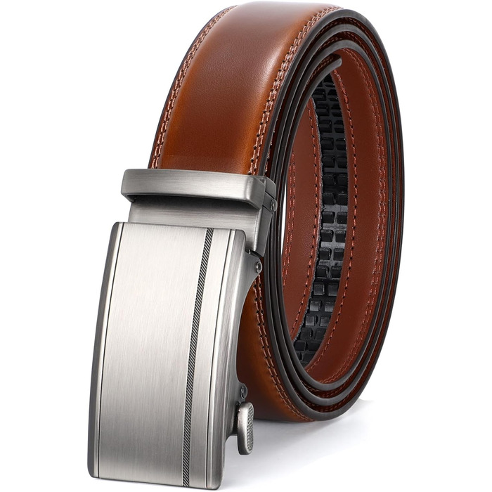 Чоловічий шкіряний ремінь WHIPPY Automatik з регулюванням, ширина 35 мм, колір D-brown, довжина 130 см (підходить для штанів 101-115 см)