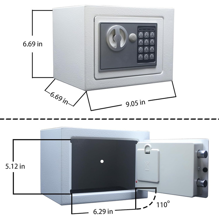 Електронний сейф Yuanshikj Deluxe з цифровим замком та клавіатурою для дому, офісу, готелю, бізнесу, ювелірних виробів та зброї, сріблястий (17E)