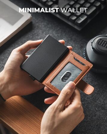 Чоловіче картхолдер VULKIT з RFID блокуванням, шкіряний, на 3 картки та віконце для ID, з магнітною застібкою, червоний (справжня шкіра Litchi)