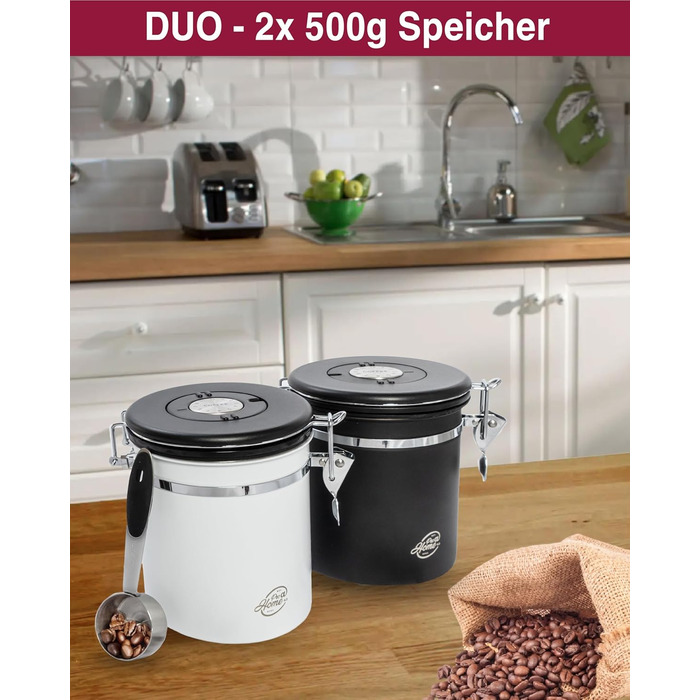 Контейнер для кави 500г з нержавіючої сталі з дозатором та календарем, 1,5л, стильна упаковка