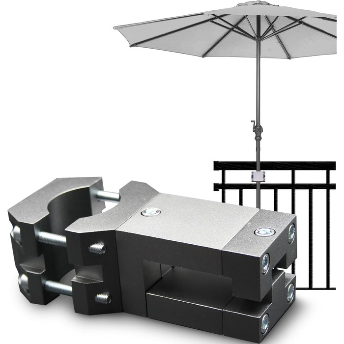 KD-TECH Stable Parasol Holder - Parasol Stand for Balcony Square Railings - Secure Parasol Attachment Without Drilling