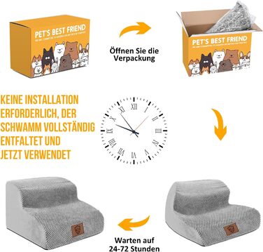 Сходинки для собак Zvonema: 2 сходинки, водонепроникні, протиковзкі, для маленьких собак, сірого кольору