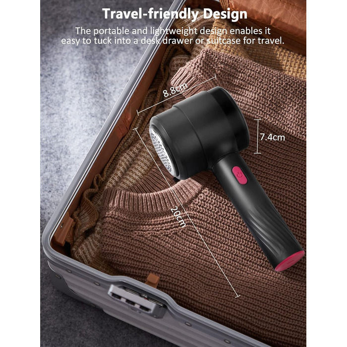 Електричний видалення ворсу LtYioe - портативний пристрій для видалення ворсу з USB-зарядкою, з магнітним кріпленням, потужний, для різних тканин (рожевий)