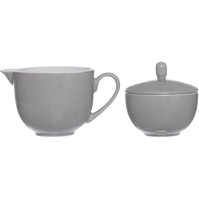 Ritzenhoff & Breker Milk & Sugar Set Doppio, Grey, Milk Jug/Pourer 170 ml, Sugar Bowl ø 9 cm, made of Porcelain, Dishwasher Safe