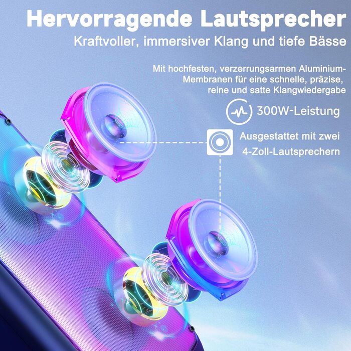 Караоке система JYX T10 з 2 мікрофонами, Bluetooth колонка RGB, портативна караоке-бокс з USB/TF/AUX/FM, для вечірок