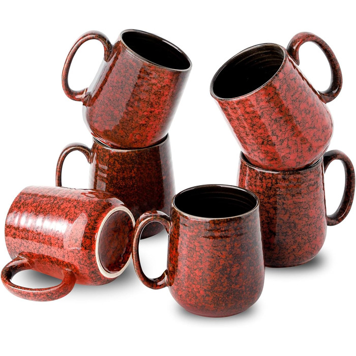 Набір кавових чашок Hasense, темно-сірий, 4 шт, 340 мл, з великою ручкою, для кави, чаю, молока та гарячого шоколаду, легко миються, підходять для мийки та мікрохвильової печі