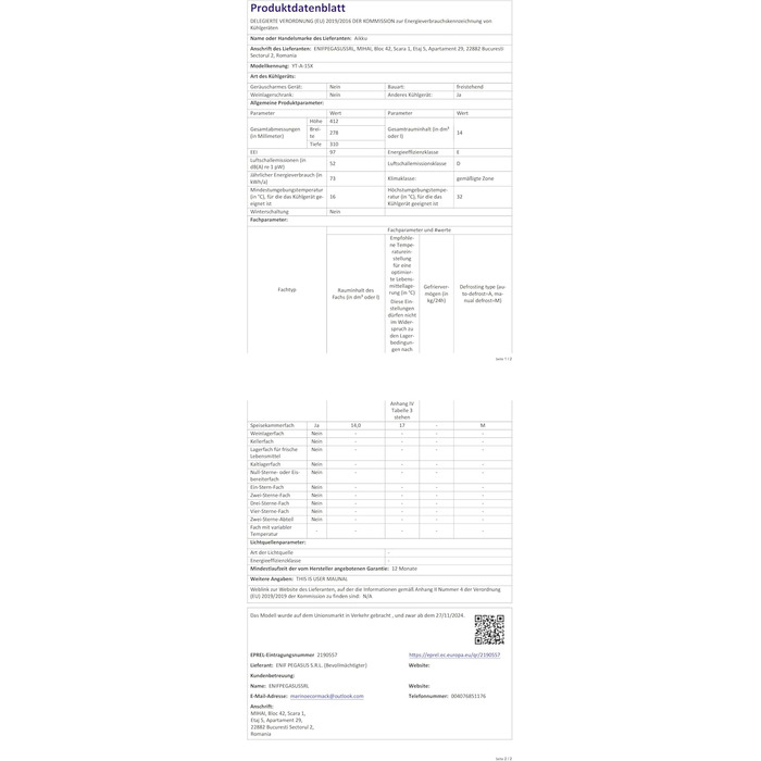 Міні холодильник 2 в 1 з охолодженням та нагріванням, 15L, 12V/220V, для дому, авто, офісу, чорний