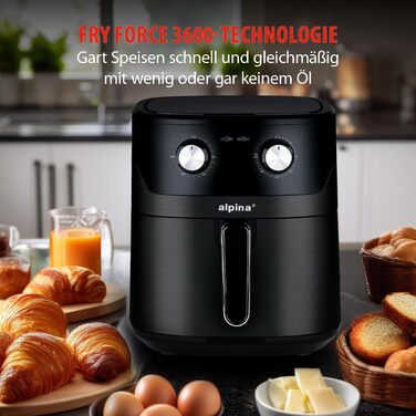 Фритюрниця Alpina Heißluft XXL: Air Fryer на 4-6 осіб, 1800W, 6L, з цифровим дисплеєм та таймером
