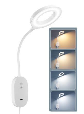 Світлодіодна настінна лампа для читання з USB, 10 Вт, 4 режими кольору, димування, функція пам'яті, таймер автовимкнення, біла
