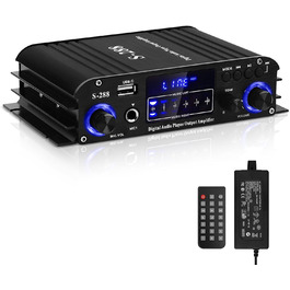 HiFi підсилювач S-288 600Вт, міні Bluetooth стерео аудіо ресивер, 12В/220В, 4 канали, цифровий підсилювач із LCD-дисплеєм, FM-радіо, Bluetooth, USB-вхід, для дому або авто