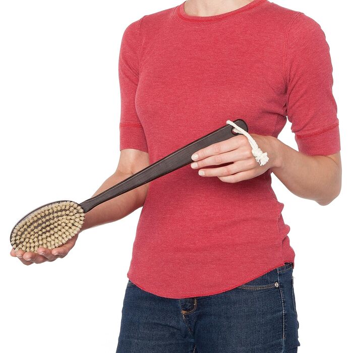 Back brush, 45cm, Thermo Wood, Brown, Suitable for all skin types, Deep cleansing, Gentle exfoliation, Soothing, Pore treatment, Cleansing