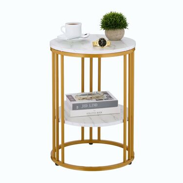 Relaxdays Side Table with Marble Look