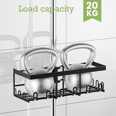 HouseUp Shower Shelf No Drilling, 2 Pack Shower Rod Storage Shelf Stainless Steel for 18mm-25mm Shower Rod, Black Bathroom Organizer Shampoo Holder for Shower