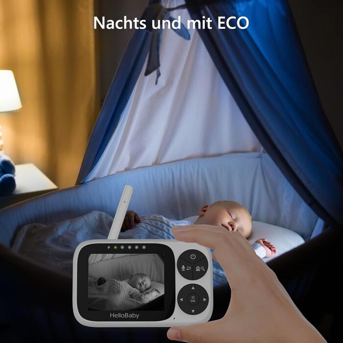 Дитячий відеоняня HelloBaby з камерою, 3.2' LCD, бездротовий монітор з нічним баченням, контролем температури та двостороннім зв'язком (1 камера)