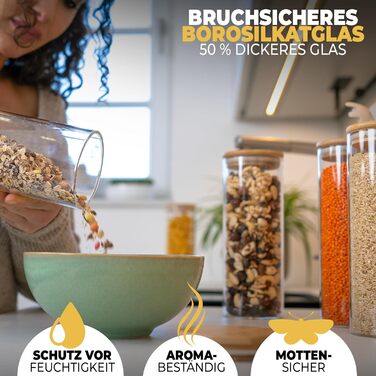 Скляні банки для зберігання з кришкою, кутові, 8 шт. - об'єм 5,2 л, посилена скляна тара, герметичні контейнери для продуктів, кухонні органайзери (5 шт. - круглі)