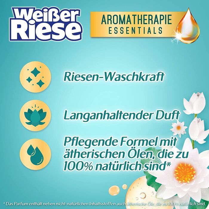 Універсальний рідкий засіб для прання Weißer Riese Gel Essentials Лотос та мигдальна олія, 2.5 л (на 50 прань), набір 2 шт (100 прань)