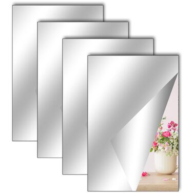 Самоклеючі дзеркала для плитки, 4 шт. 40x30 см, акрилові, гнучкі, для дому, школи, ванної кімнати