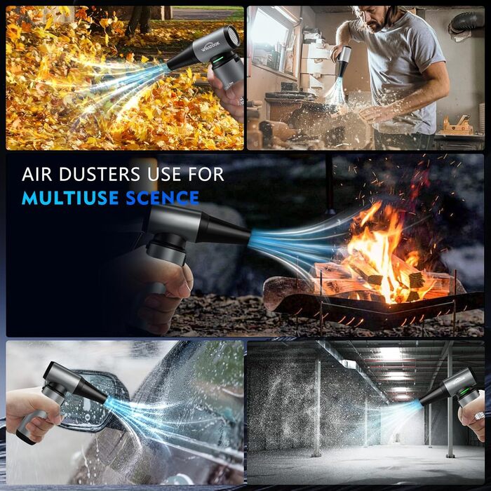 Електричний пилосос для повітряного продування, ультрапотужний, 3 режими, 200000 об/хв, з акумулятором 10000mAh, щіткою для чищення та USB-зарядкою, для чищення ПК