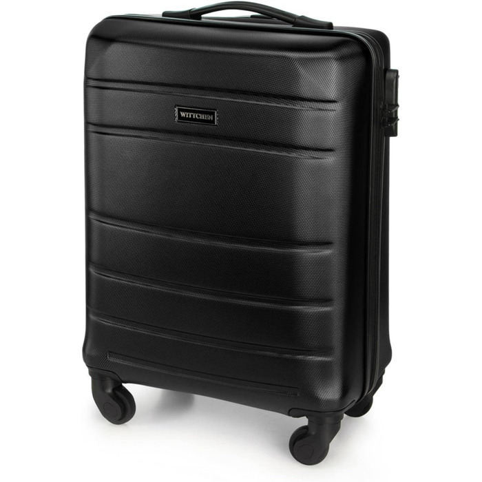 WITTCHEN Globe Line: Чемодан-ролер ручної поклажі з ABS, 4 колеса, кодовий замок, телескопічна ручка, чорний | Розмір S | Підходить для Lufthansa, Eurowings, Ryanair, Condor, Discover Airlines