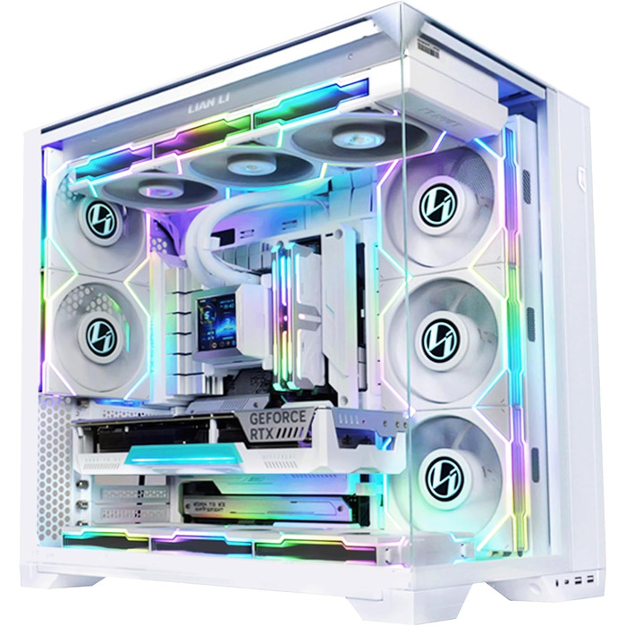 Корпус Lian Li O11 Vision Compact для ігрового ПК ATX, білий - Midi Tower з темперованим склом, підтримка відеокарт до 408 мм, радіаторів до 360 мм, білий корпус з сталі та алюмінію
