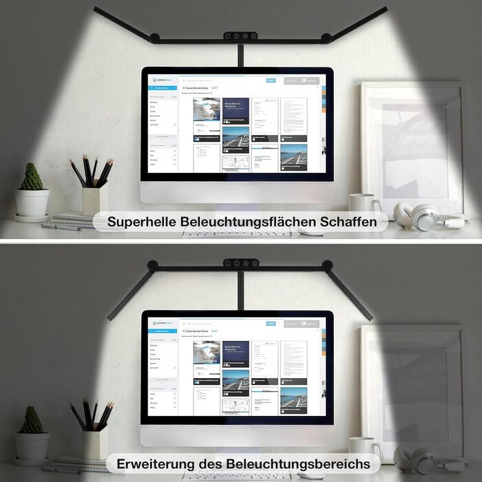LED лампа для столу Asstikoo з регулюванням яскравості, 24W, складний дизайн, кріплення, для дому/офісу, 5 температур кольору, 3 режими яскравості, 3-головки, гнусий шийка
