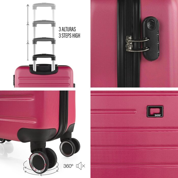 Чемодан валіза на колесах KPAT Fuchsia S+L: міцний корпус, великий вибір для подорожей