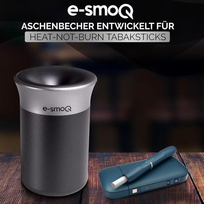 Електронна попільничка e-smoQ для HEETS, IQOS 3 Duo, Iluma Terea, герметична з кришкою, для авто, 4 кольори (чорний, сірий) – аксесуар для тютюнових стиків