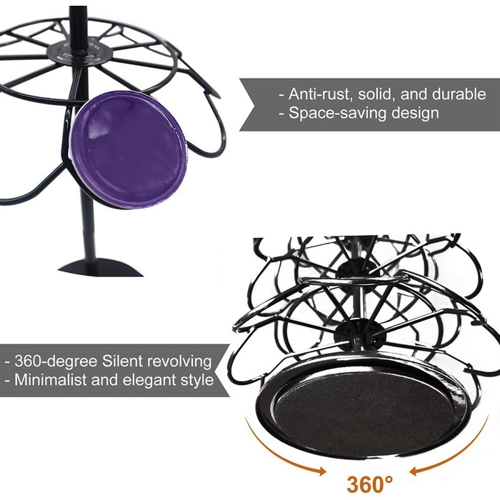 Тримач для капсул Nespresso Wdmiya (40 шт), поворотний | Органайзер для зберігання капсул кави | Чудовий подарунок (Чорний)