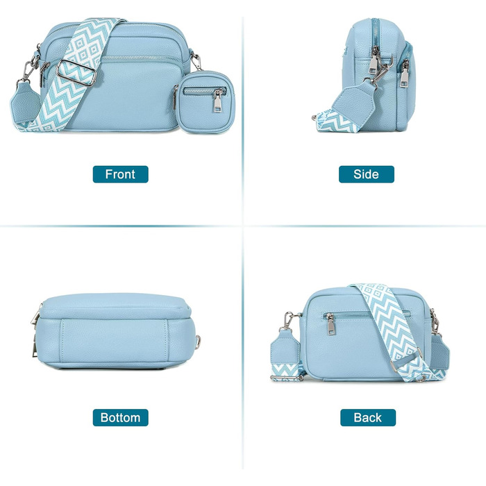 Сумка жіноча через плече маленька PU шкіра кросбоді Eisblau-b зі знімним ремінцем