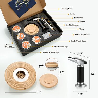 Набір для копчення коктейлів: 4 дерев'яні чіпси, аксесуар для віскі, коктейлів, кави, бурбону та м'яса