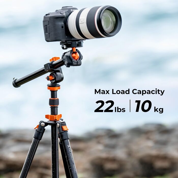 Штатив K&F Concept 200CM для камери: трипод з кульковою головкою, 360° обертання, 1/4'' гніздо, витримує до 10 кг, з виносним плечем