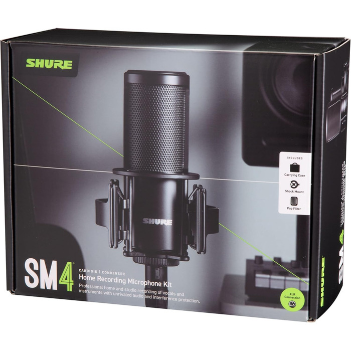 Мікрофон студійний Shure SM4 XLR конденсаторний для вокалу та інструментів, набір SM4-K-KIT