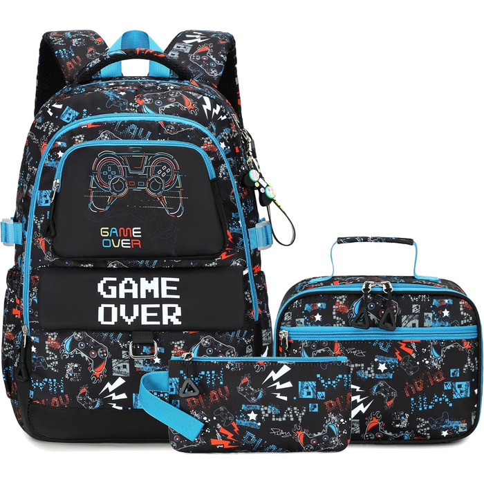 Набір шкільних рюкзаків Makukke для підлітків, геймерський дизайн, з ланч-боксом та пеналом