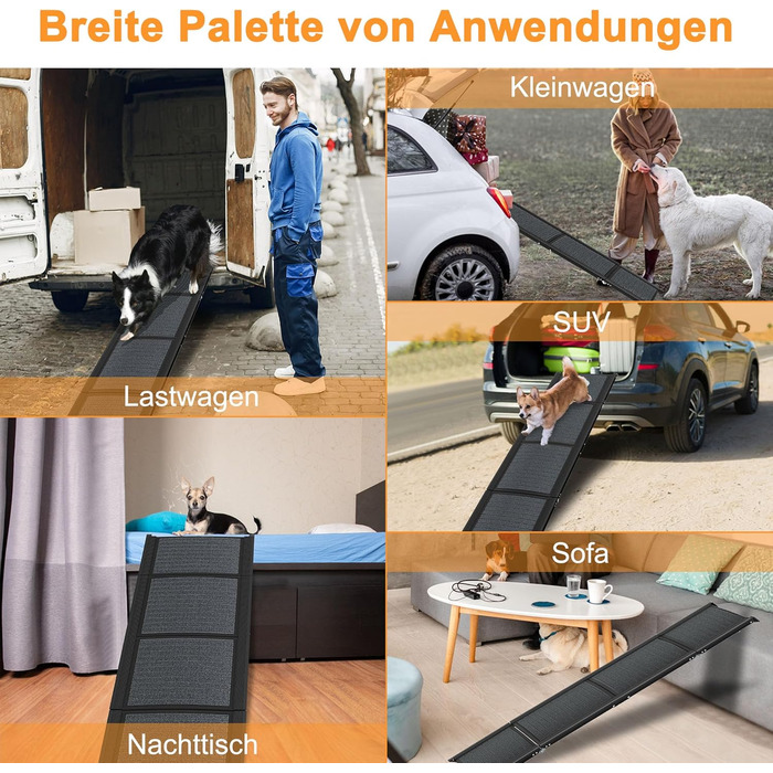 Рампа для собак Klappbare Hunderampe - легка та безпечна для авто та SUV, алюміній, 157x43 см, до 110 кг