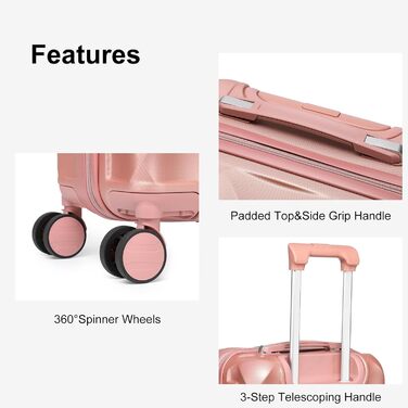 Набір валіз Sea Choice Hardshell Trolley 5шт. з TSA замком, рожеве золото (55/65/76 см)