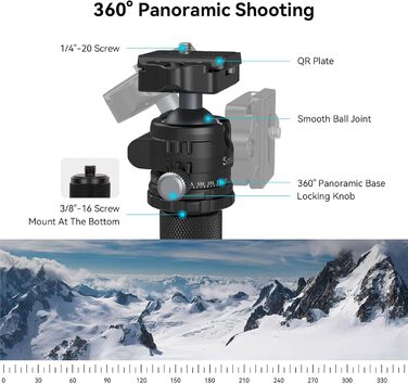 SMALLRIG штатив з вуглецевого волокна з центральною колоною, 360° кульова головка, знімний монопод, Quick Release Plate, вантажопідйомність 12 кг, 4059