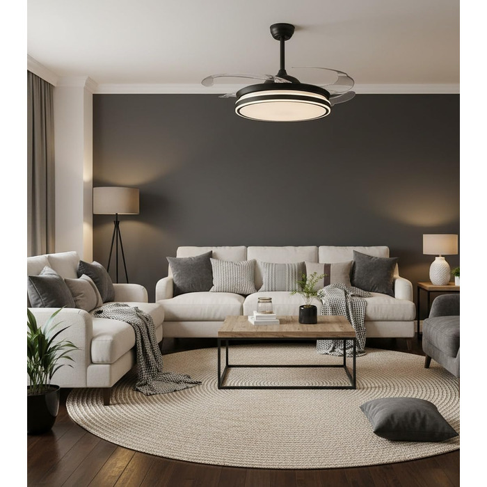 Вентилятор стельовий BEL AIR HOME Asgard 108 см з LED підсвіткою, пультом, DC-мотор, білий