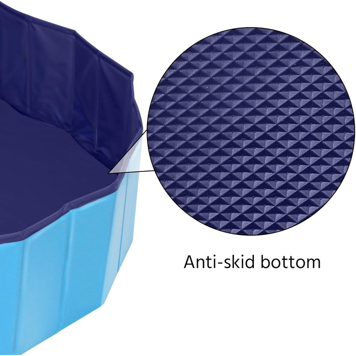 Yaheetech Foldable Dog Pool, Splash Pool for Dogs 160 x 30 cm, Anti-Slip Plates, Quick Drainage, Dog Bathtub with Bath Brush & 4 Patches, Thickened PVC Swimming Pool, Blue