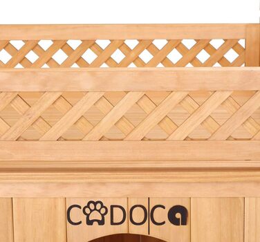 Двоярусний будиночок для котів та собак Tierhaus з дерева, сертифікат FSC®, 65x55x54 см - тераса, сходи, балкон