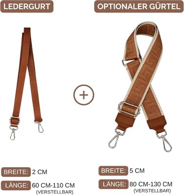 Жіноча сумка Brise Art Lucia з екошкіри, італійського виробництва: сумка через плече, поясна, 3 відділення, чорна (2) / коньячний (3)