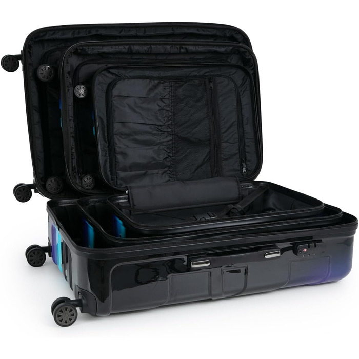 Чохол-валіза Suitline з жорстким корпусом, XL, 76 см, 96-110 літрів, ABS, TSA, Неоновий блакитний