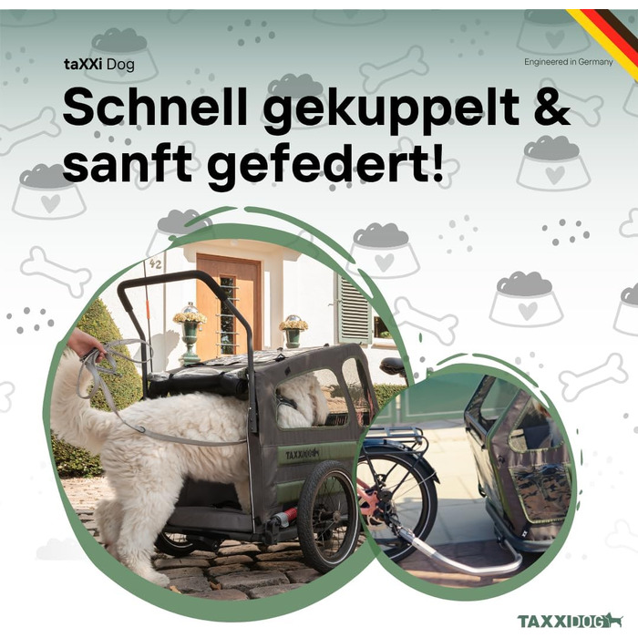 Фahrradanhänger TAXXI Dog M для собак до 40 кг - стабільний, з двома входами, сіткою, відбивачами, з'єднувачем, складаний, водостійкий