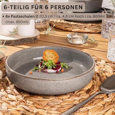 Сервіз SÄNGER Tafelservice 24 елементи, 6 осіб, керамічний посуд: 6 тарілок, 6 десертних тарілок, 6 мисок для пасти, 6 мисок, колір моха-коричневий, VALUE COLLECTION (Kairo Graphit)