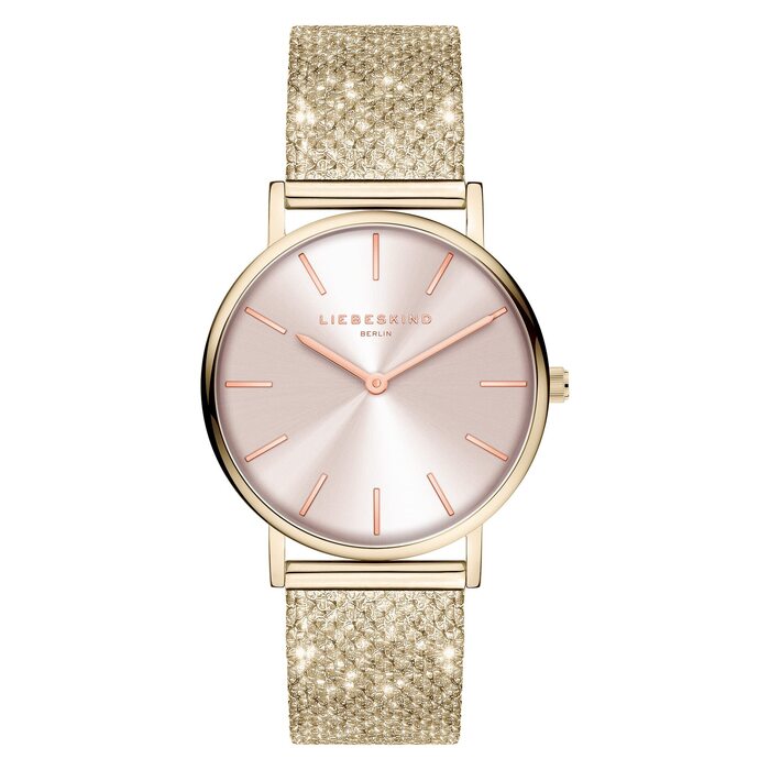 Годинник жіночий LIEBESKIND BERLIN – круглий кварцовий годинник 34 мм – блискучий браслет з сітки – водонепроникність 5ATM – сучасний та елегантний – доступний у різних кольорах (Frozen Rosé)