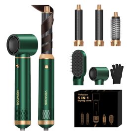 Мультистайлер для волосся 5-в-1 Air Styler 1000W: фен-щітка, автоматичний локон, вирівнювач та об'ємний стайлер, зелений