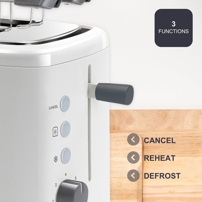 Тостер Black+Decker BXTO1001E, 1000 Вт, 2 слоти, 7 рівнів підсмажування, підйом тостів, білий