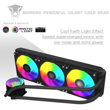 Охолоджувач CPU Jungle Leopard TK1 ARGB 360 з водяним охолодженням, 800-2000RPM, PWM вентилятор, сумісний з Intel LGA115X/1200/1700/1366/2011/2066 та AMD FM2/FM2+/AM3+/AM4/AM5