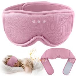 Маска для сну з Bluetooth навушниками LOVE EYE 3D, бамбукова, для чутливих очей та сну на боці, чорна (червона)
