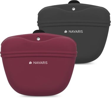 Набір з 2 Silikon Futterbeutel Navaris для собак - 2шт. Сумки для ласощів, корму, води (сірий & червоний)