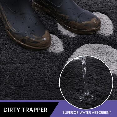 Килимок для дому 50x80 см, антиковзаючий, миючий, низький профіль, супер вбираючий, для собак, сірий (Runner 80x178 см)